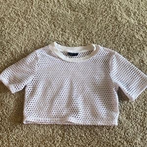 TOPSHOP WHITE MESH CROP WORKOUT TOP SIZE 4